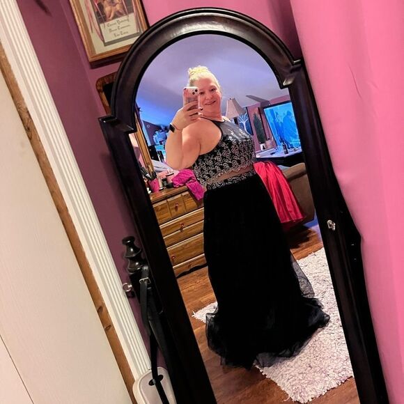 Teeze Me Nights Formal Blue Dress Maxi Prom Like New Size 15 - Picture 8 of 16